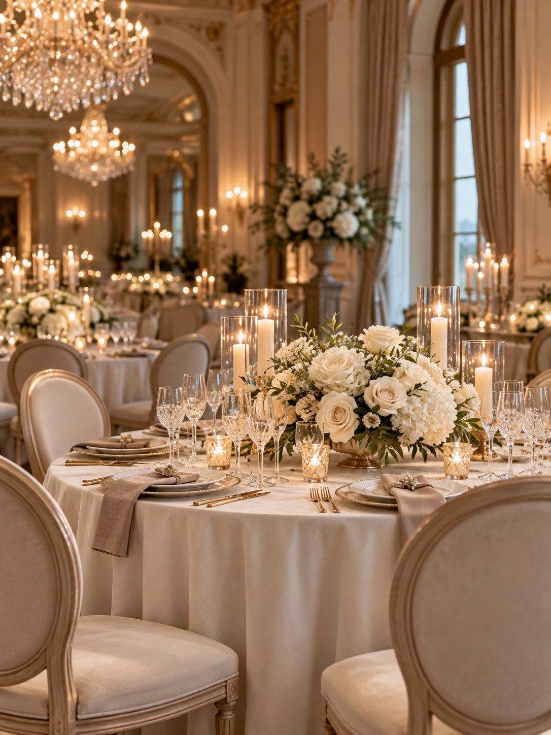 Cream and taupe luxury wedding reception inspiration